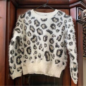 LoveByDesign Leopard Eyelash Sweater M cream black gold 3/4 Sleeve